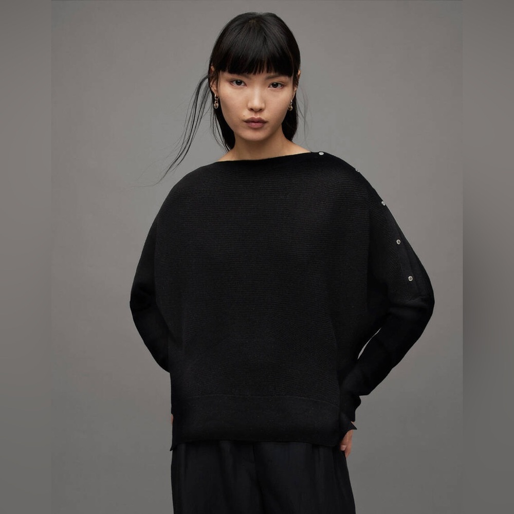 NWOT All Saints Raven Wool Cashmere Blend Sweater Size XS $279